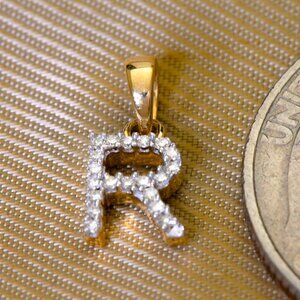 Real Natural Ethically Sourced Earth Diamond Gold Initial R Pendant Stamped 10K